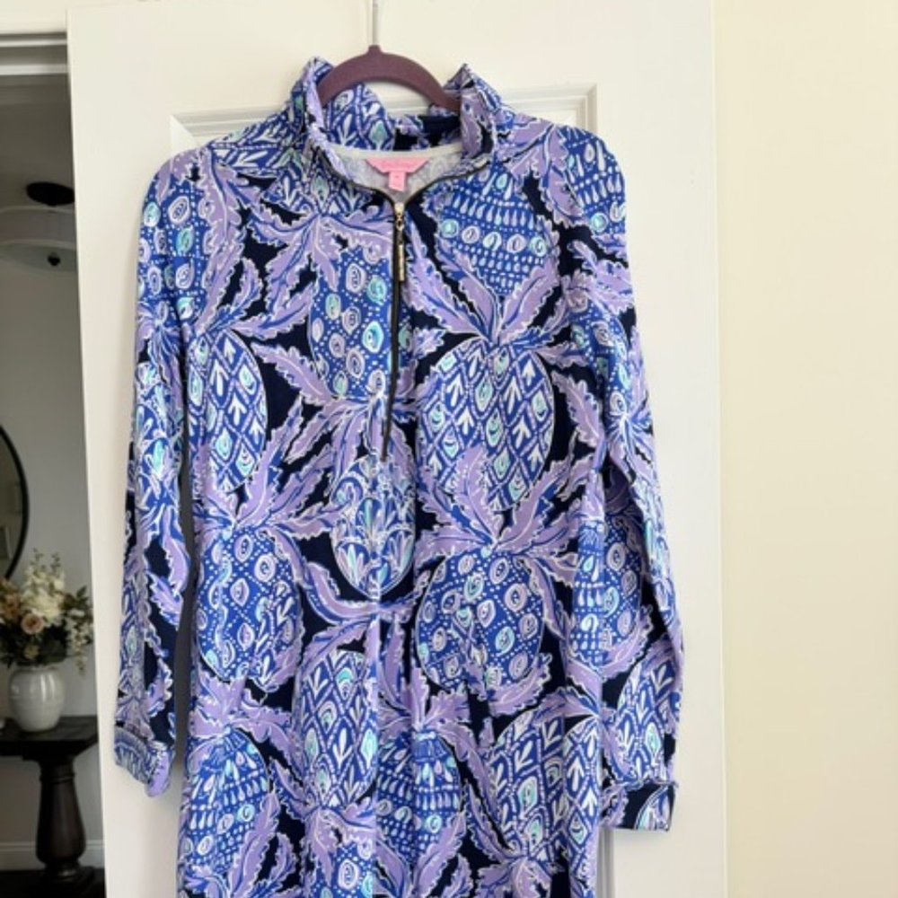 Lilly Pulitzer Skipper Quarter Zip Long Sleeve Dress Size Medium